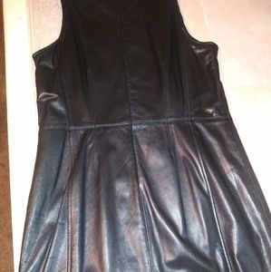 Black Leather Sleeveless Dress